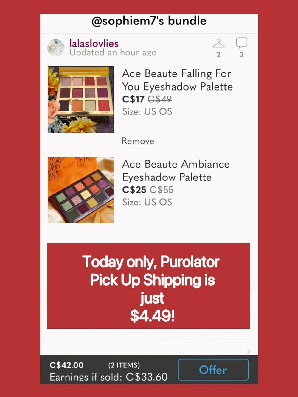 Ace BEAUTE Eyeshadow bundle: Ambiance + Falling For You Eyeshadow Palettes *BNIB